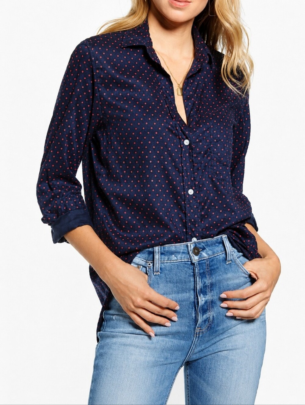 NWT Grayson The Hero Polka Dot Button Up Shirt Size M Medium 03